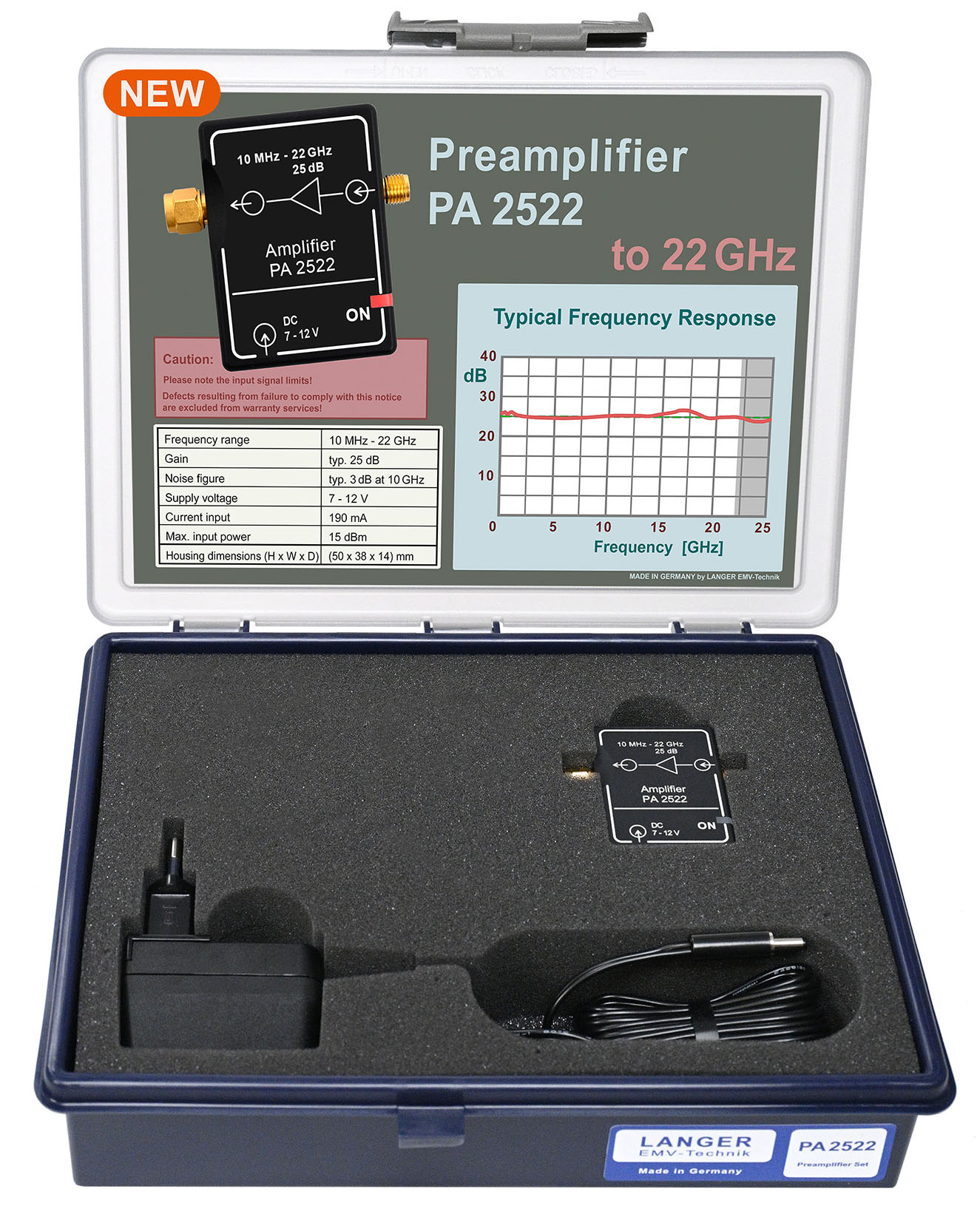 PA 2522 set, Vorverstärker 10 MHz bis 22 GHz